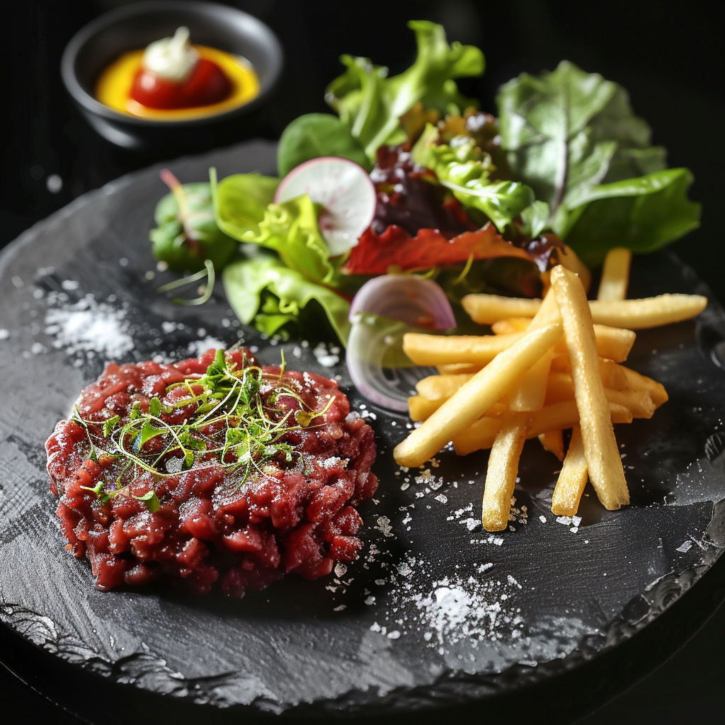 Tartare de boeuf et sa salade