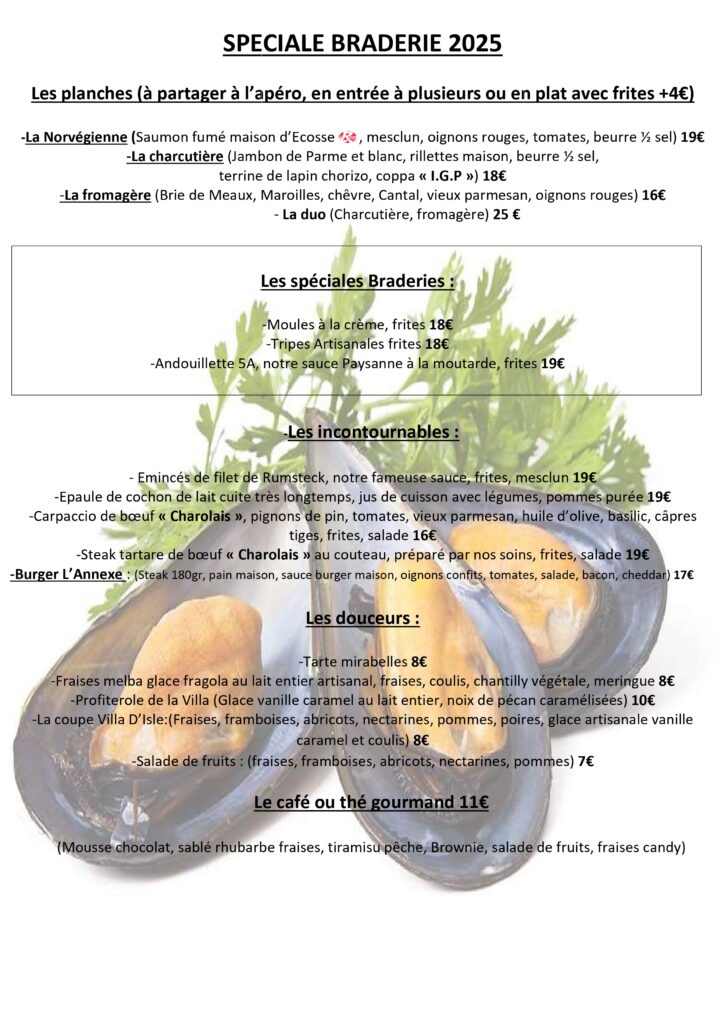 menu braderie