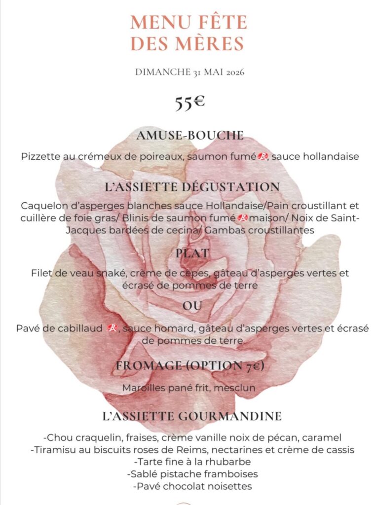 menu fête des mères